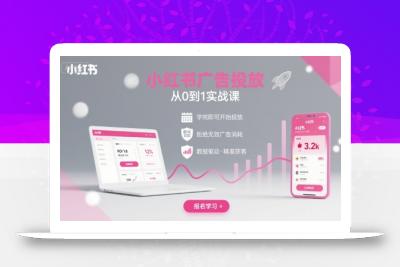 小红书广告投放从0到1的实战课，学完即可开始投放，拒绝无效广告消耗
