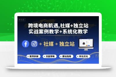 跨境电商新机遇，社媒+独立站，实战案例教学+系统化教学
