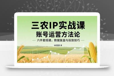 三农IP实战课：账号运营方法论，六件套搭建，数据复盘与投放技巧