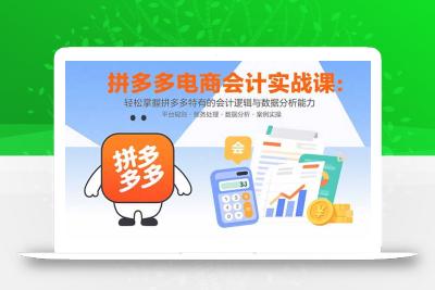 拼多多电商会计实战课：轻松掌握拼多多特有的会计逻辑与数据分析能力