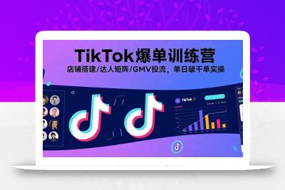 TikTok爆单训练营，店铺搭建/达人矩阵/GMV投流，单日破千单实操