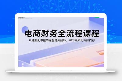 电商财务全流程课程：从建账到申报的完整财务闭环，26节系统化实操内容