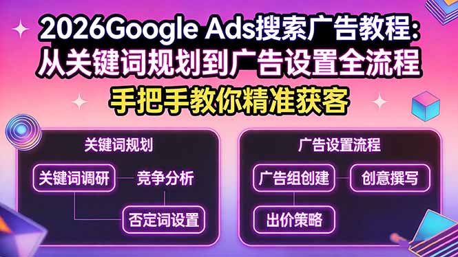 2026Google Ads搜索广告教程：从关键词规划到广告设置全流程，手把手教你精准获客-柠柚博客