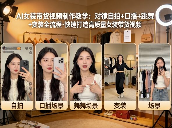 AI女装带货视频制作教学，对镜自拍、口播、跳舞、变装全流程，快速打造高质量女装带货视频-柠柚博客