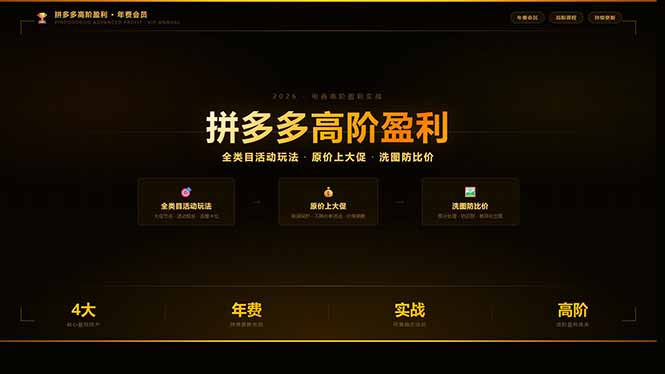 拼多多高阶盈利年费会员：全类目活动玩法、原价上大促、洗图防比价等核心盈利技术(更新26年3月-柠柚博客