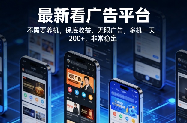 最新看广告平台，不需要养机，保底收益，无限广告，多机一天200+，非常稳定【揭秘】-柠柚博客