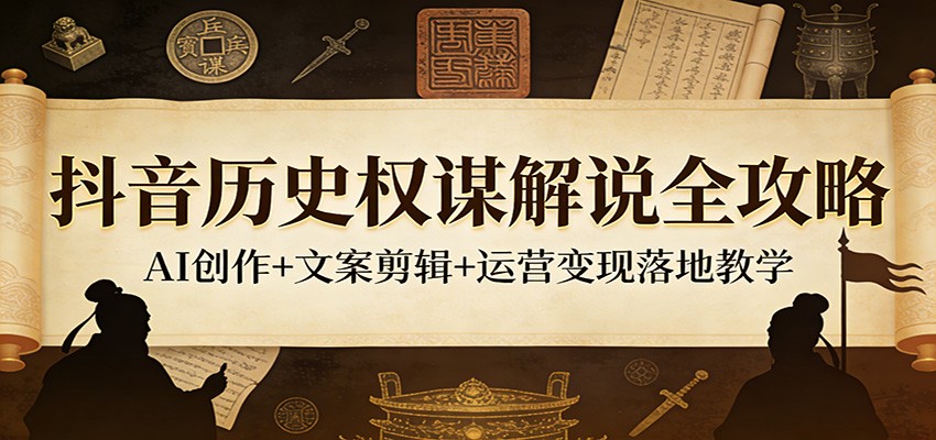 抖音历史权谋解说全攻略：AI创作+文案剪辑+运营变现落地教学-柠柚博客