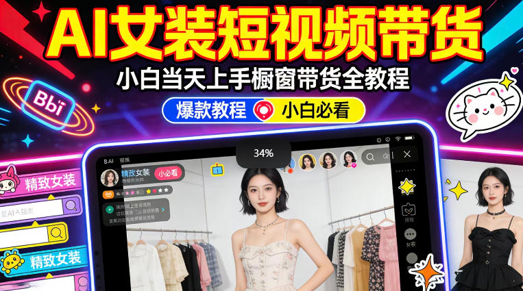 AI女装短视频橱窗带货：小白零门槛当天上手，高佣金爆款轻松賺！-柠柚博客